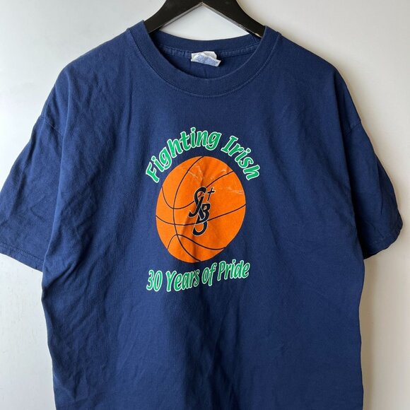 Fighting Irish T Shirt Vintage Y2K Adult Blue Large L Graphic Tee - Picture 9 of 12